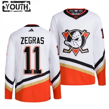 Anaheim Ducks Hockeydrakt Trevor Zegras 11 2022-23 Hvit Reverse Retro 2.0 Adidas Authentic - Barn